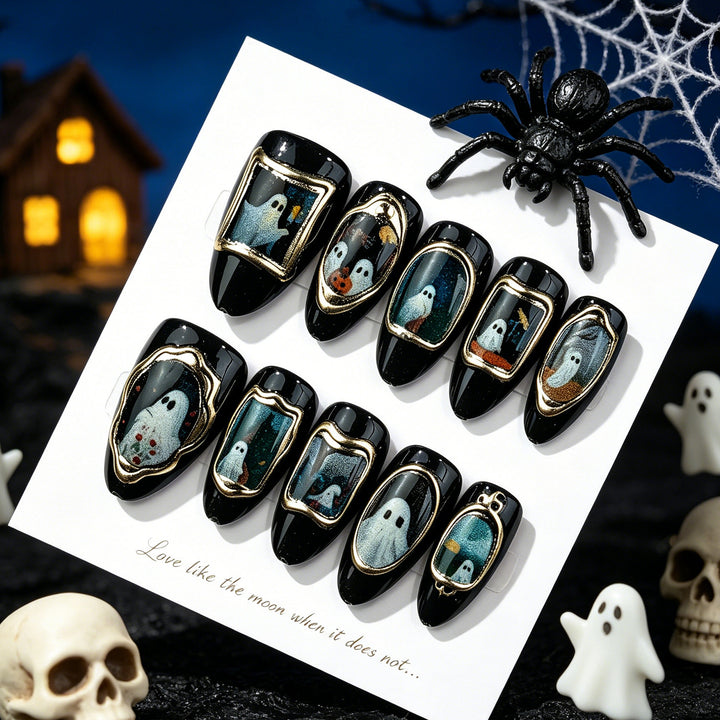 Spooky Halloween-Themen Press-On Nagelkunst Set