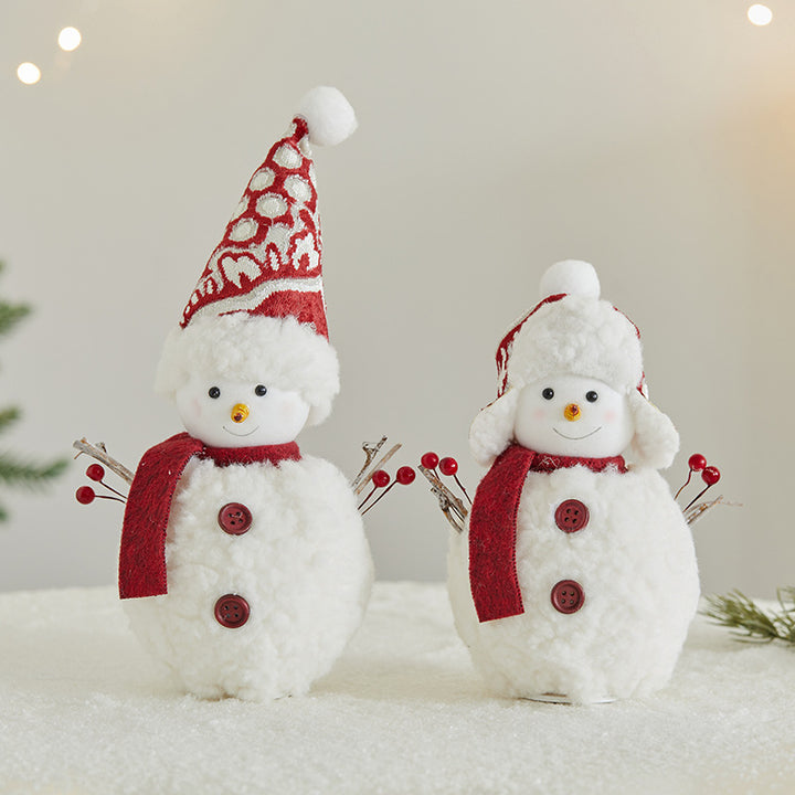 Verspielte Plüsch-Schneemann-Figur