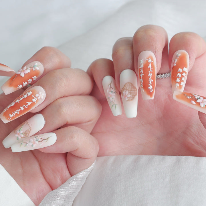 Floral Blossom Press-On Nagelkunst Set