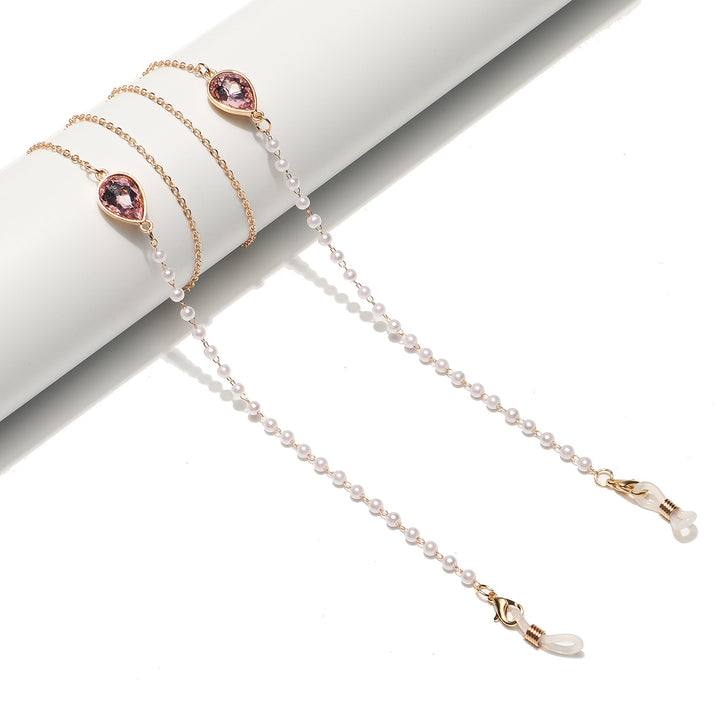 Elegante Perlen- und Kristall-Brillen Kette Karnz