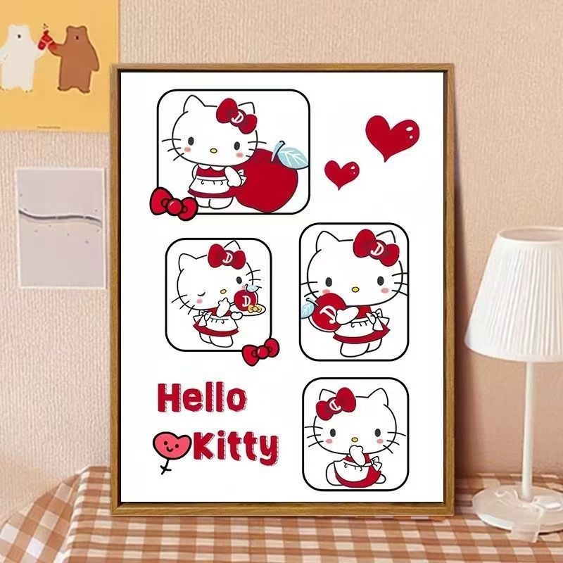 Hello Kitty-inspirierte Cartoon-Wandkunst Druck Karnz