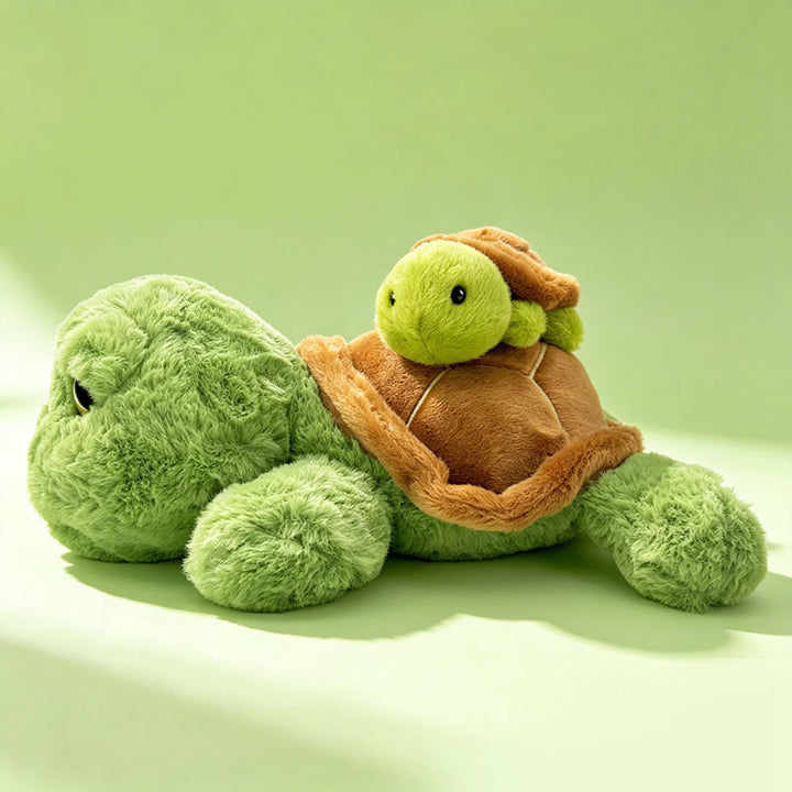 Plüschschildkröte mit schlüpfendem Baby auf dem Panzer Kuschelkissen Karnz