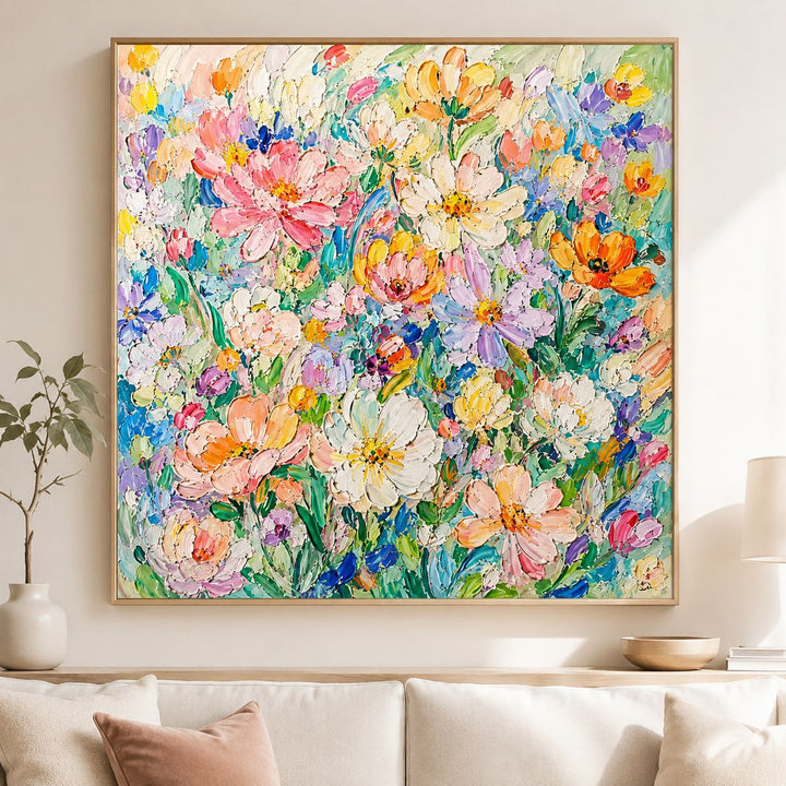 3D Texturiertes Floral Leinwand-Kunstwerk