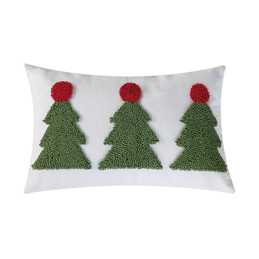 Rechteckiger dekorativer Kissenbezug mit tufted Tannenbaum-Applikation Karnz