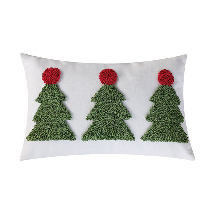 Rechteckiger dekorativer Kissenbezug mit tufted Tannenbaum-Applikation Karnz