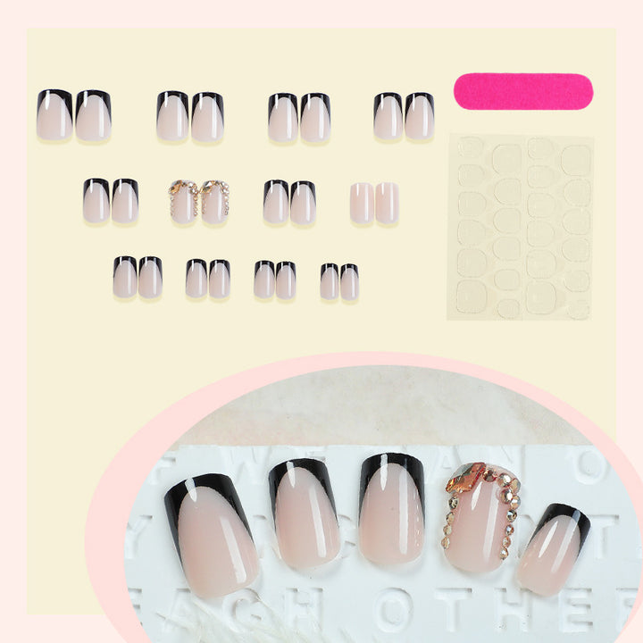 Premium Ombre Press-On Nail Set mit dekorativen Akzenten Karnz