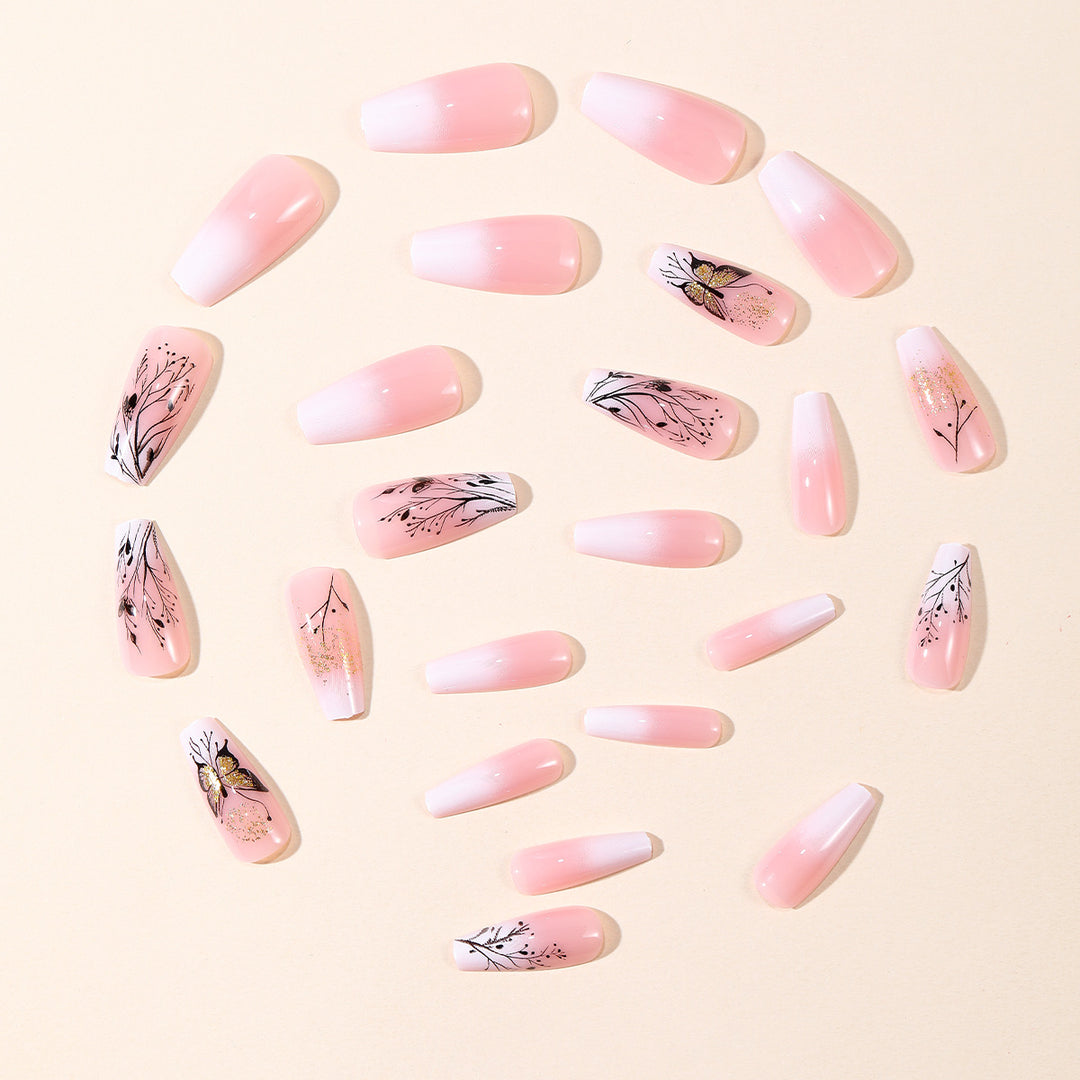 Elegante Florale Schmetterling Nagelverlängerungen Karnz