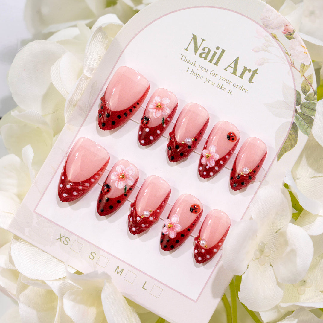 Blumenmuster Press-On Nagelkunst Set