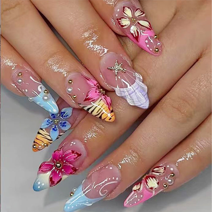 Gourmet Floral Künstlerische Press-On Nagelspitzen Karnz