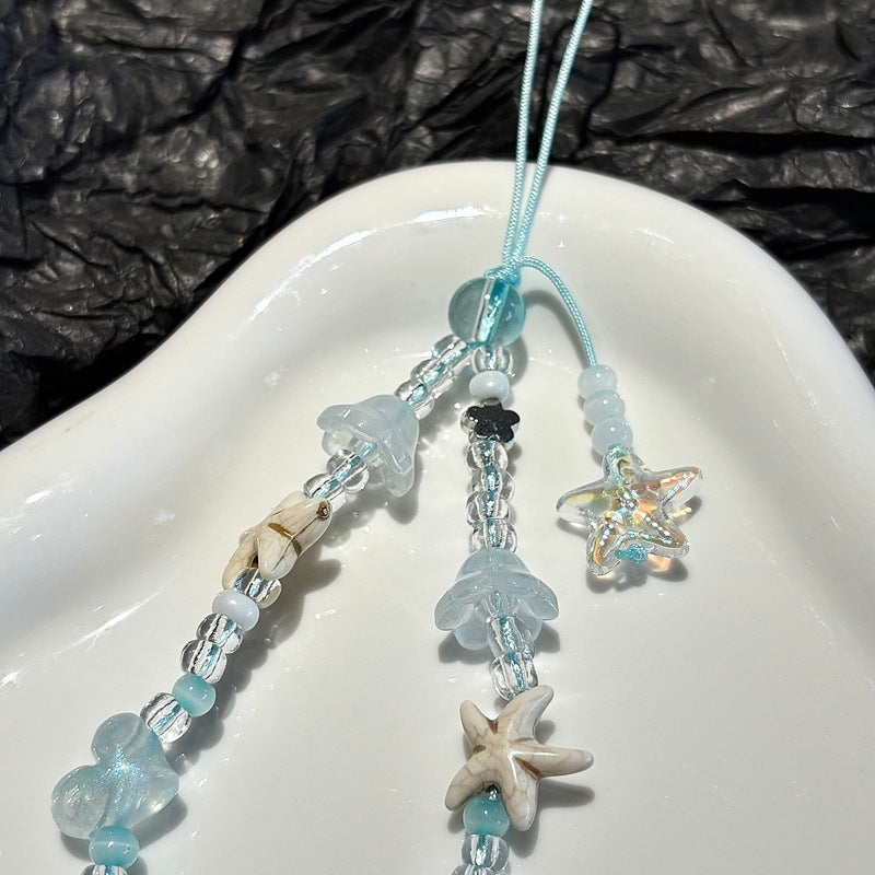 Delfin und Seestern Perlen Charm Halskette Karnz