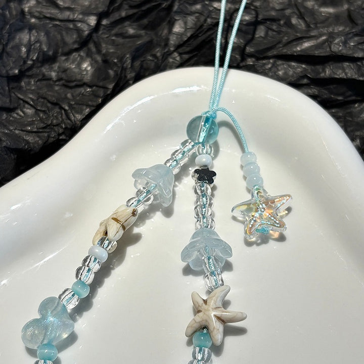 Delfin und Seestern Perlen Charm Halskette Karnz