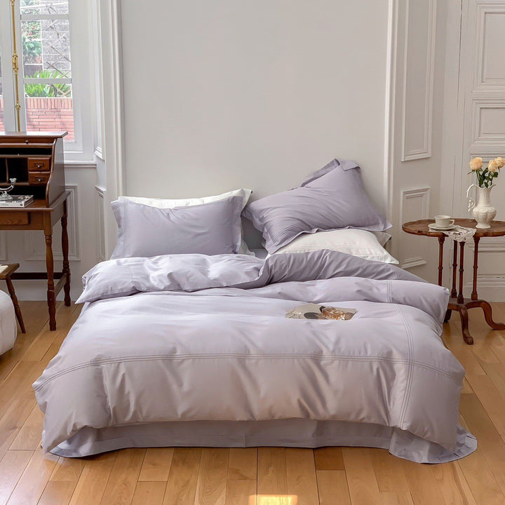 Leichtes Baumwollmisch-Percale Bettbezug-Set mit verstecktem Reißverschluss und maßgeschneiderten Eckenbändern