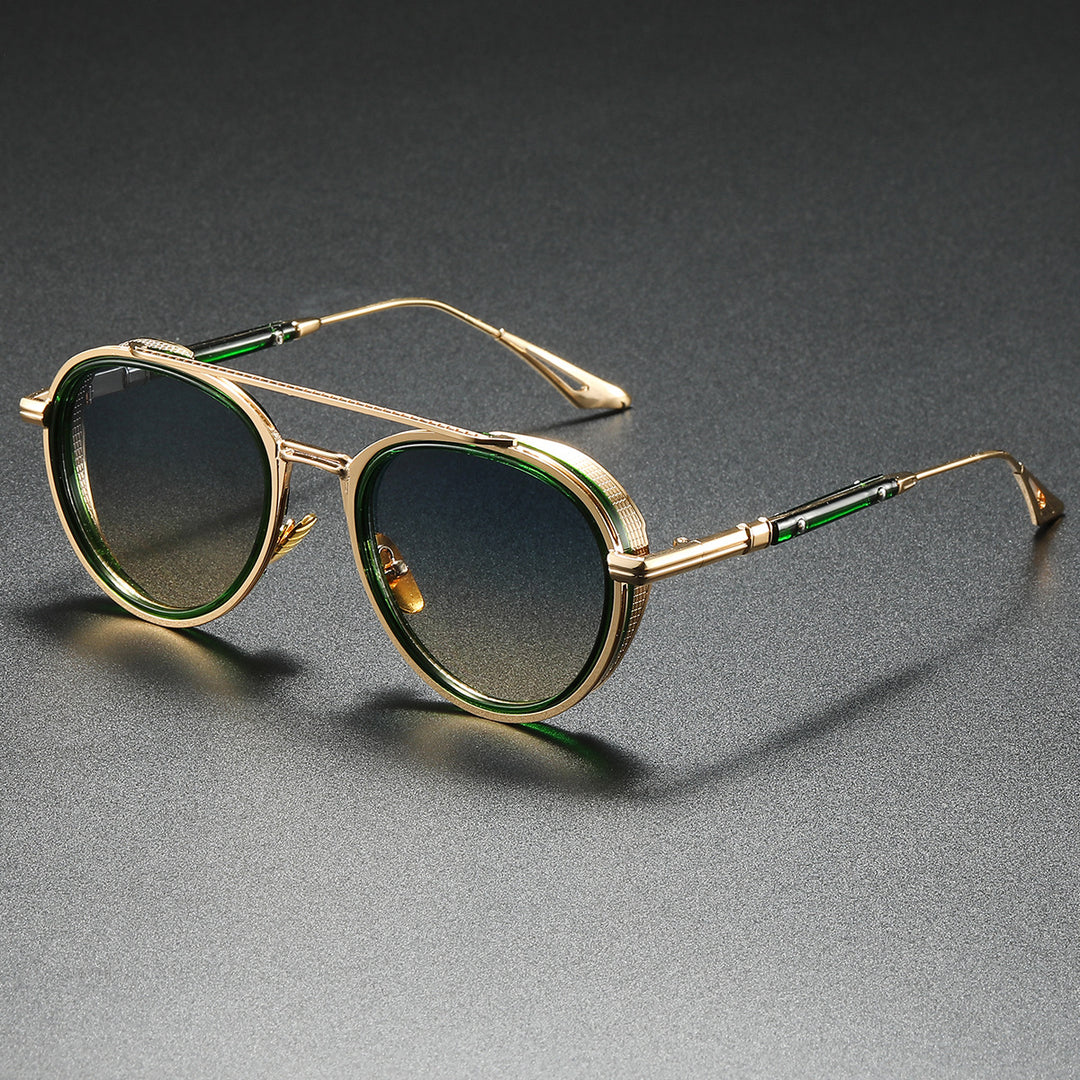 Damen Designer-Sonnenbrille mit luxuriösem Metallrahmen und Retro-Akzenten Karnz