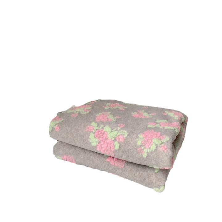 Vintage Floral Chenillewurfdecke mit plüschiger Häkelapplikation