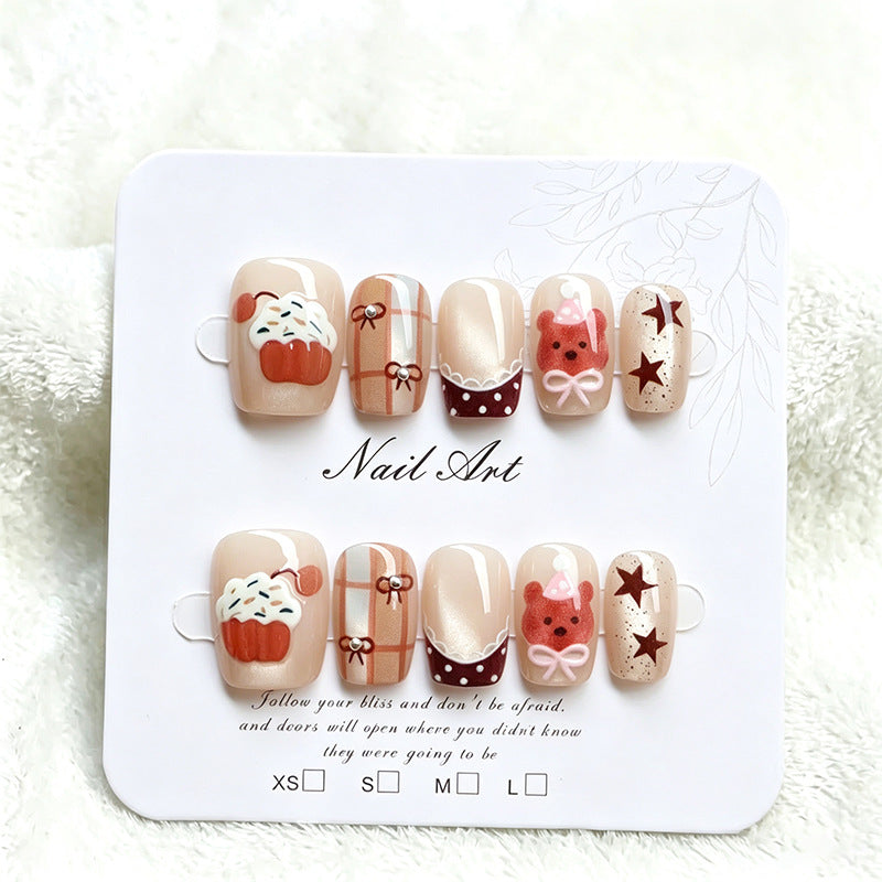Verspieltes Cupcake-Thema Press-On Nagelkunst Set Karnz