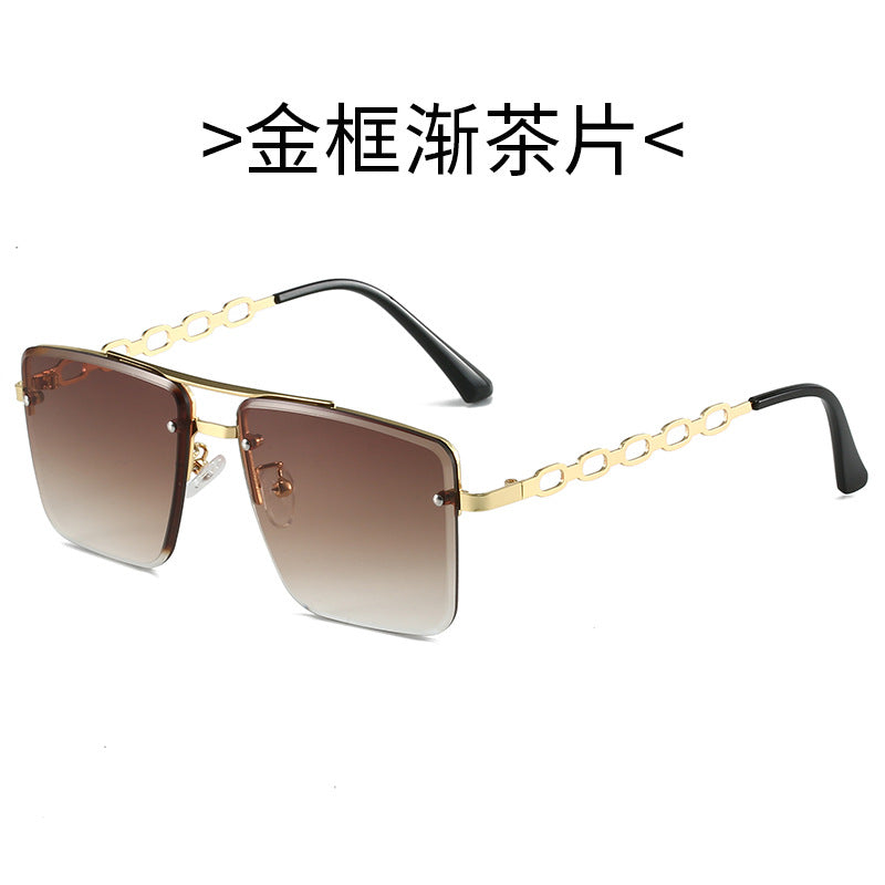Damen Quadratische Sonnenbrille mit eleganter Kettenstruktur Karnz
