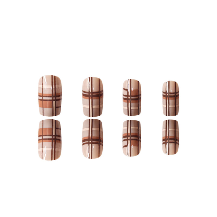 Stylisches Karomuster Press-On Nail Set Karnz