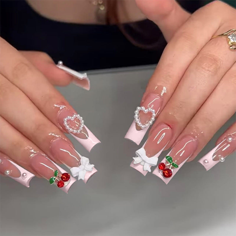 Dekoratives 3D Verziertes Press-On Nagelset Karnz