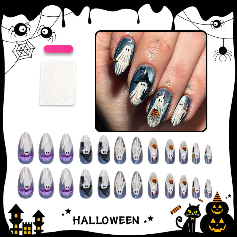 Halloween Kunstnagelset mit gruseligen Geister- und Kürbisdesigns Karnz