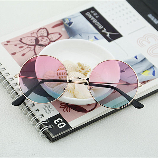 Damen runde Sonnenbrille mit stylischem Metallic-Rahmen Karnz