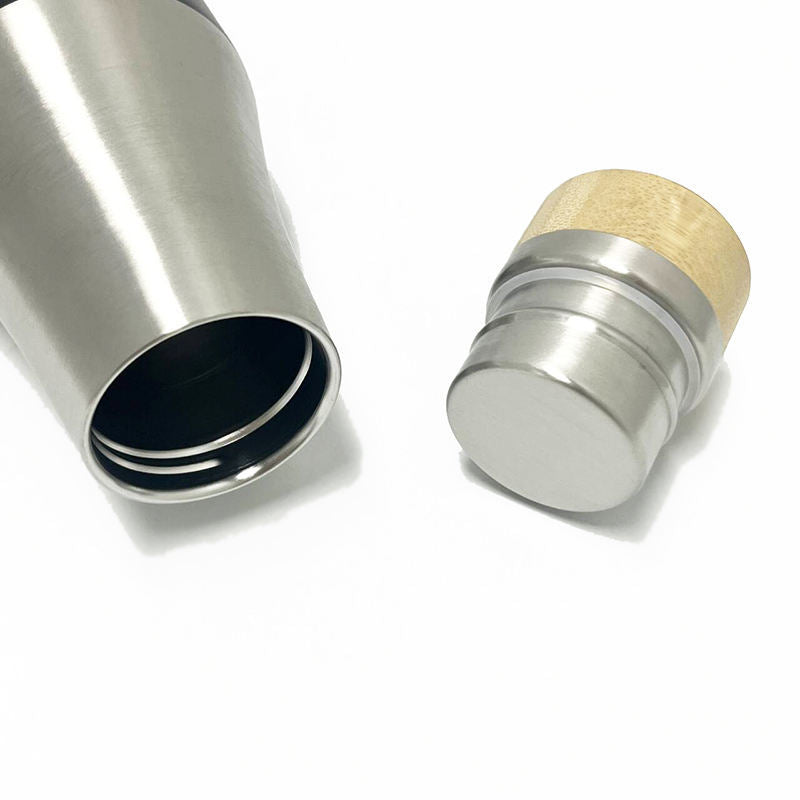 Damen doppelwandige Edelstahl Trinkflasche mit Bambusdeckel Karnz