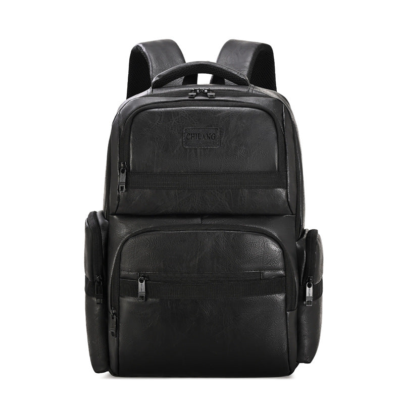 Stylischer Mehrfach-Taschen Leder Rucksack