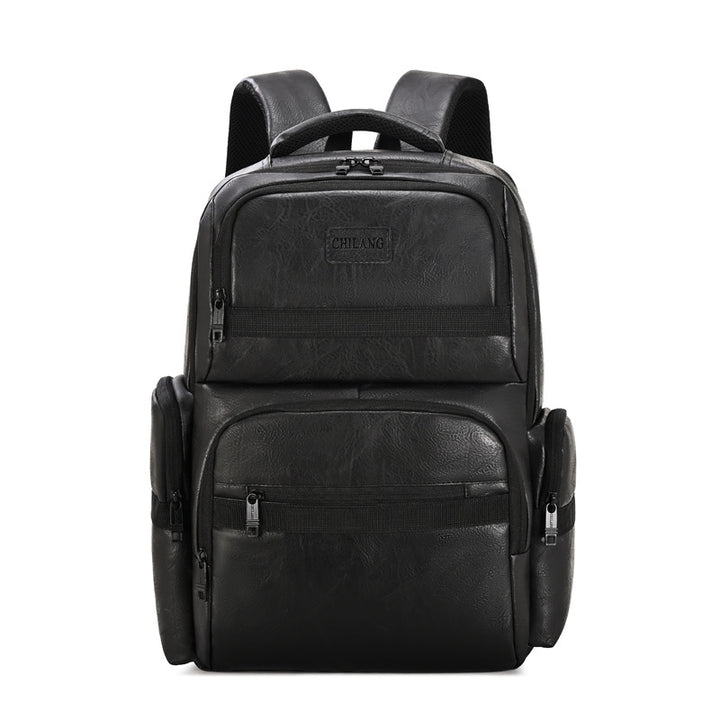 Stylischer Mehrfach-Taschen Leder Rucksack