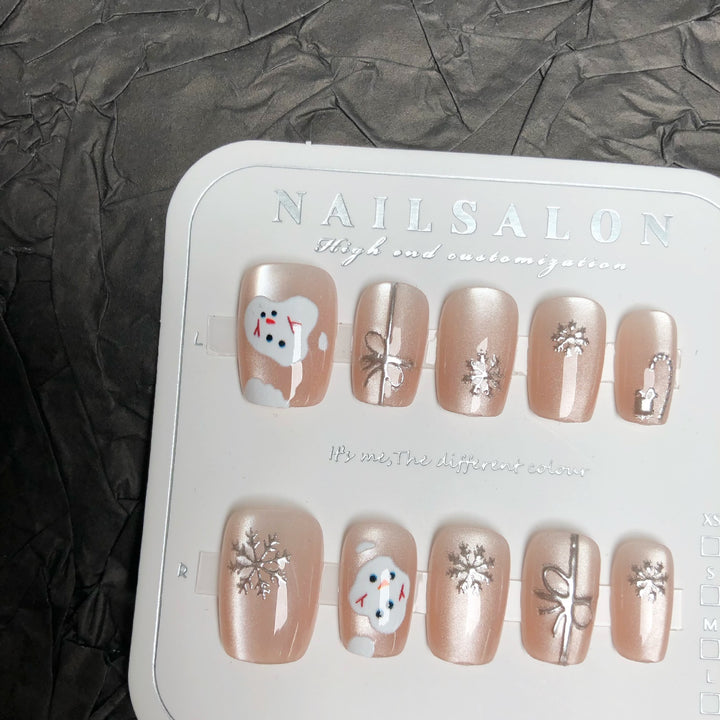 Saisonales winterliches Press-On Nagelkunst-Set