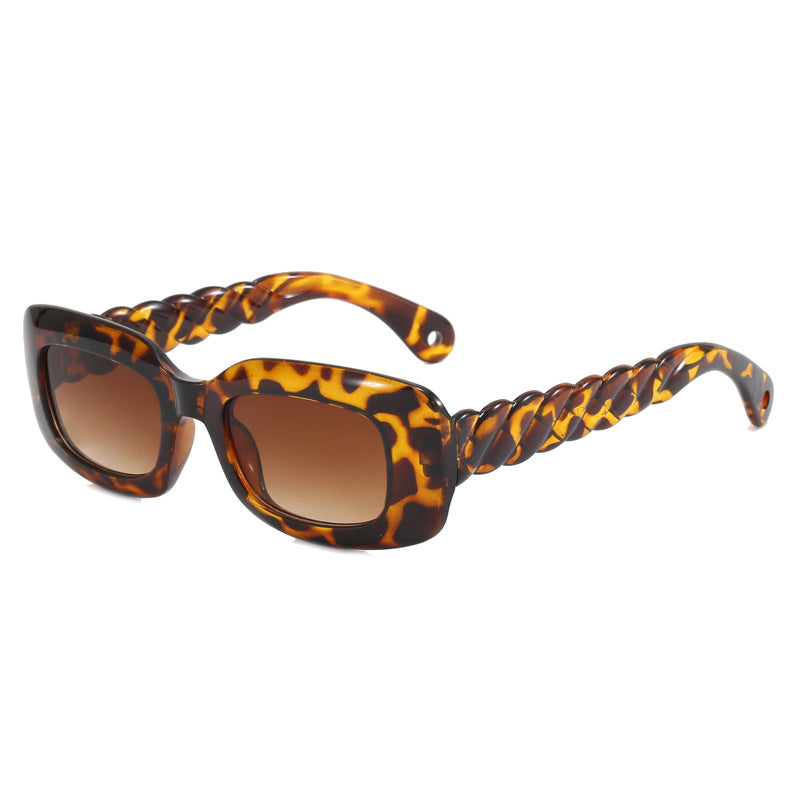 Damen modische quadratische Sonnenbrille mit einzigartigem gedrehten Bügeldesign Karnz