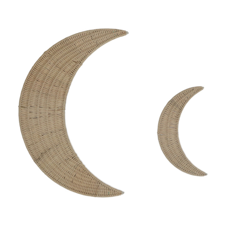 Wanddekoration aus handgewebtem Rattan im Monddesign Karnz
