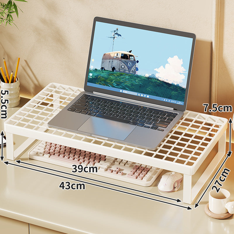 Erhöhter Mesh Laptop-Ständer mit Stauraum unter der Tastatur