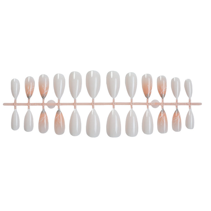 Luxuriöses Faux Finish Press-On Nagelset mit elegantem Blumenmuster Karnz