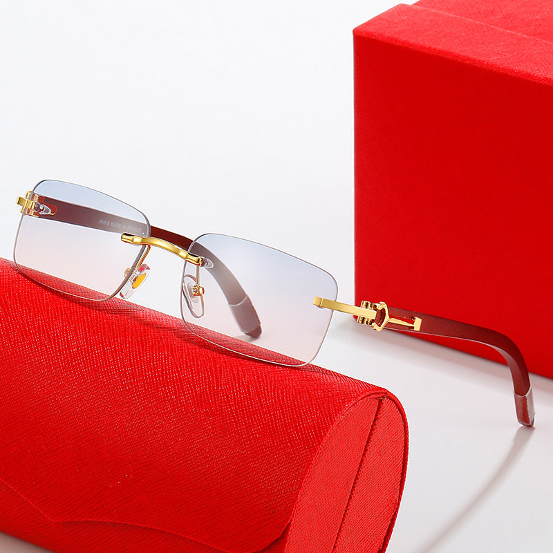 Damen modische Halbrahmen-Sonnenbrille mit luxuriösem Metall- und Kunststoffrahmen Karnz