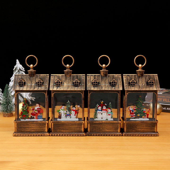 Nostalgische Weihnachtslaterne mit beweglich großem Weihnachtsmann Karnz