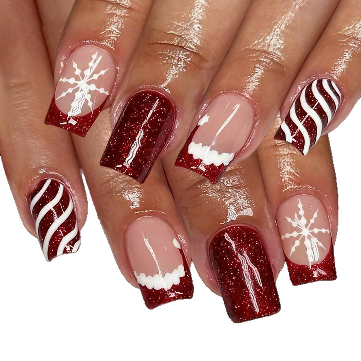 Dekorative Glitzernde Winter Nagelkunstverzierungen Karnz