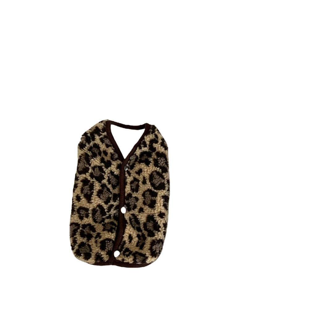 Sherpa-Fleece-Leopardenmuster-Snap-Front-Gemütliche-Weste