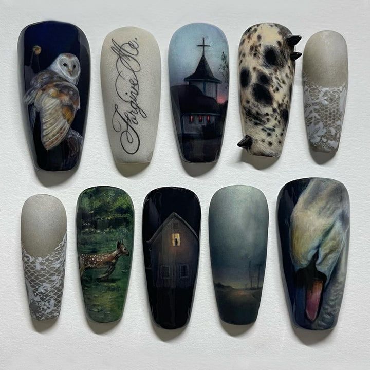 Künstliche Fingernägel mit Künstlerischen Motiven Karnz