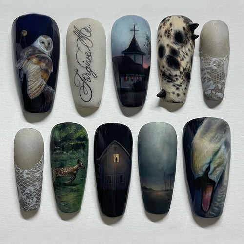 Künstliche Fingernägel mit Künstlerischen Motiven Karnz