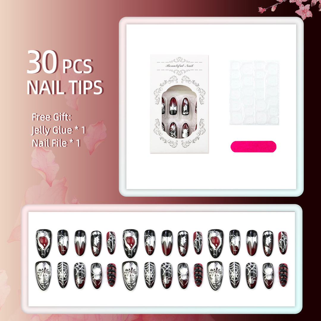 Gothic Halloween-Themen Press-On Nagelkunst Set Karnz