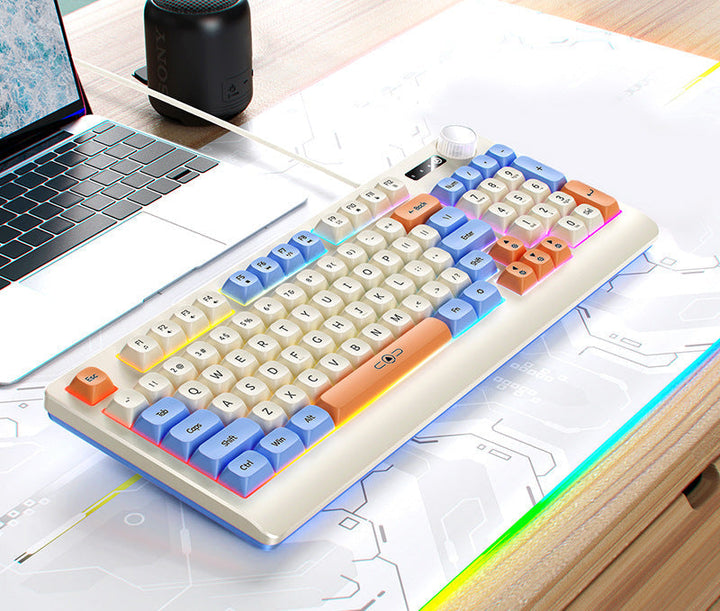 Retro RGB Mechanische Tastatur und Optische Gaming-Maus Set Karnz