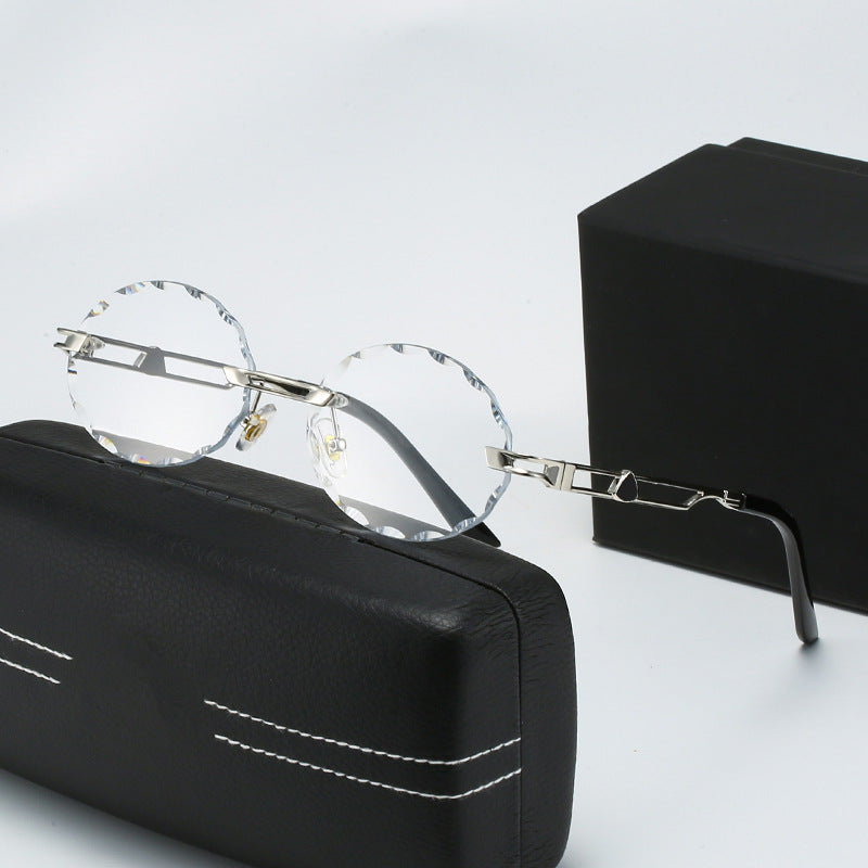 Damen runde Sonnenbrille mit einzigartigem Wellendesign und hochwertigem Metallrahmen Karnz