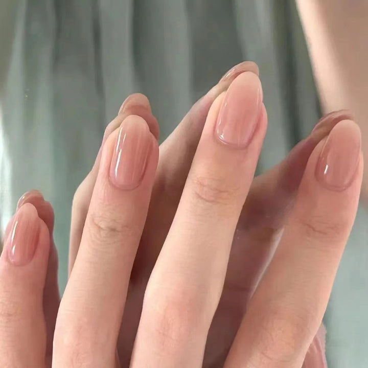 Glänzendes natürliches Press-On-Nagelset Karnz