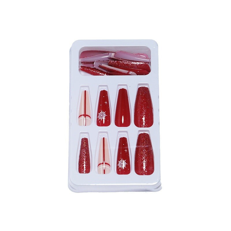 Künstlerisches Glitter Press-On Nagelset Karnz