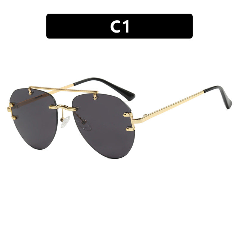 Damen moderne Piloten-Sonnenbrille mit gradienten Gläsern und dünnem Metallrahmen Karnz