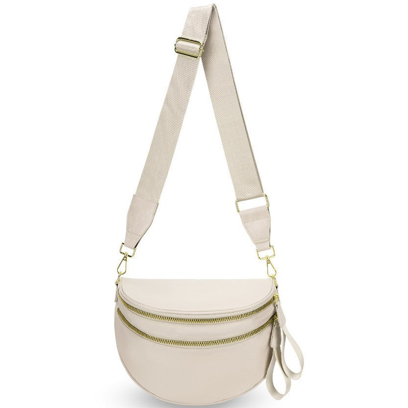 Damen Hochwertige Crossbody-Handtasche mit doppeltem Reißverschluss Karnz