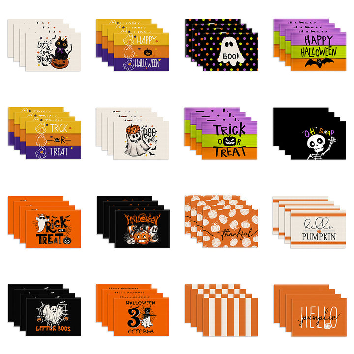 Mehrteiliges Halloween-Tischset aus abwischbarem Vinyl rutschfeste Platzdeckchen