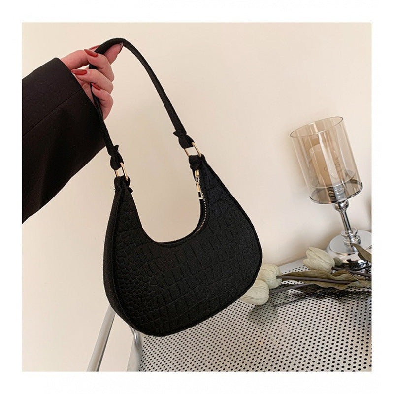 WoCrocodile-Textur Handheld Hobo Tasche Karnz