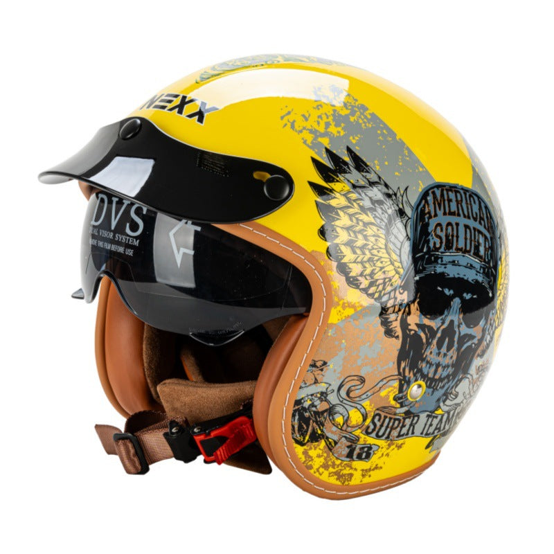 Klassischer offener Motorradhelm Karnz