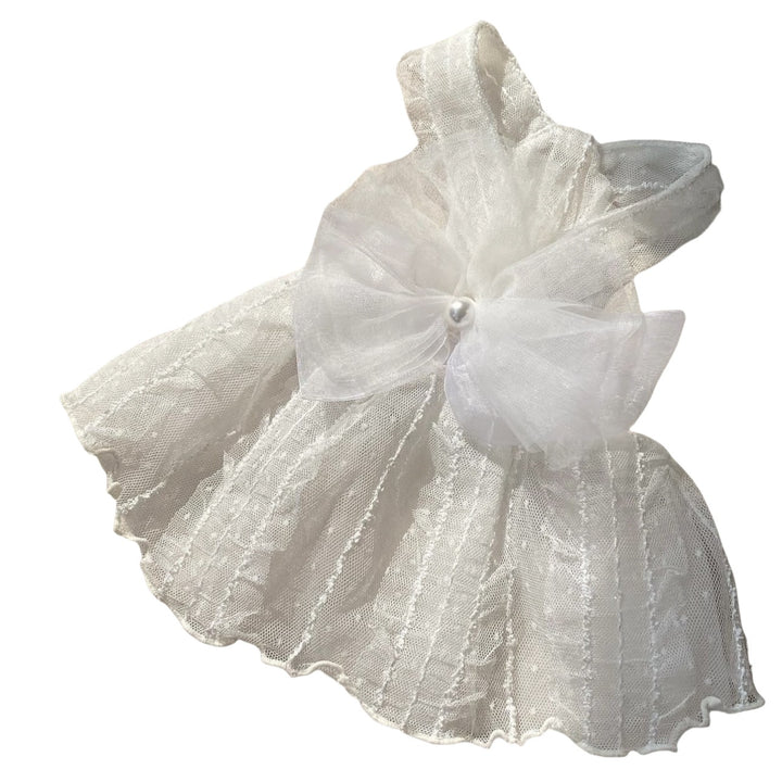 Haustier Tüllspitzenkleid mit Organza und Perlenanhänger