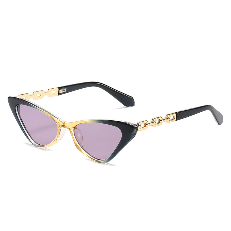 Damen Cat-Eye Sonnenbrille mit stilvollen Kettenakzenten Karnz